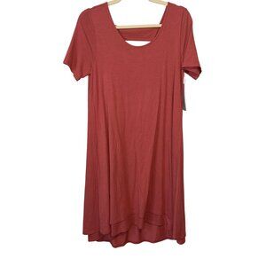 NWT Soft Surroundings XS/2 Dusty Cedar Camille Short-Sleeve Tshirt Knit Dress